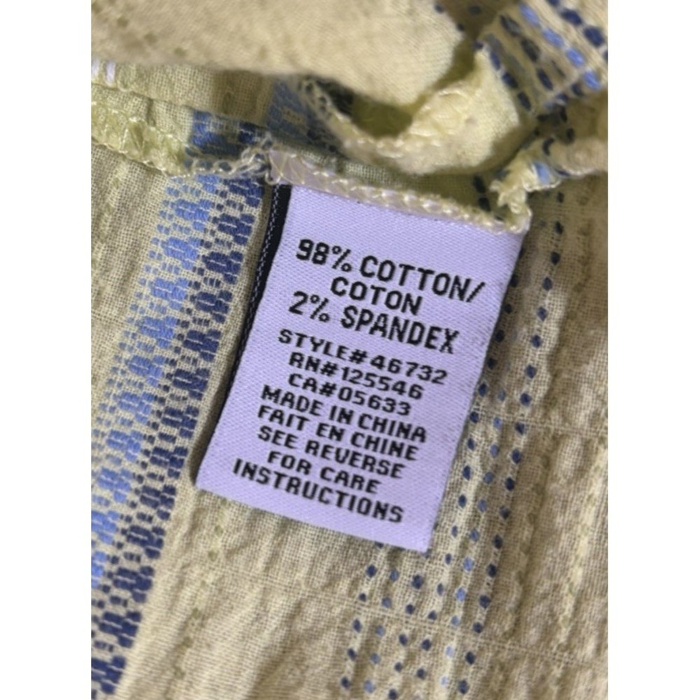 Habitat Clothing Lime Green Cotton Tunic Top~L~3/4 Sleeve Button Back Lagenlook - Picture 8 of 15